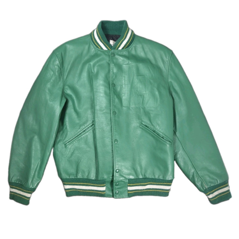 VTG 80s Leather Varsity Jacket Men's L General Sports Green Bay Packers Colors